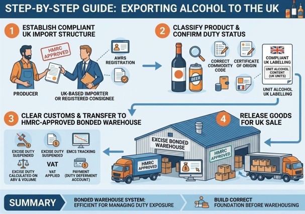 How to Export Alcohol to the UK: Regulations, Duty, and Bonded Warehouse Process